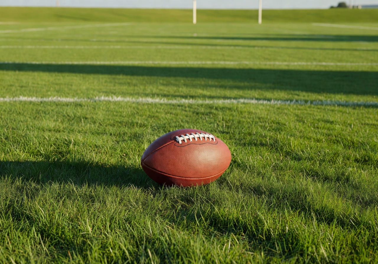 Football on green grass pitch
