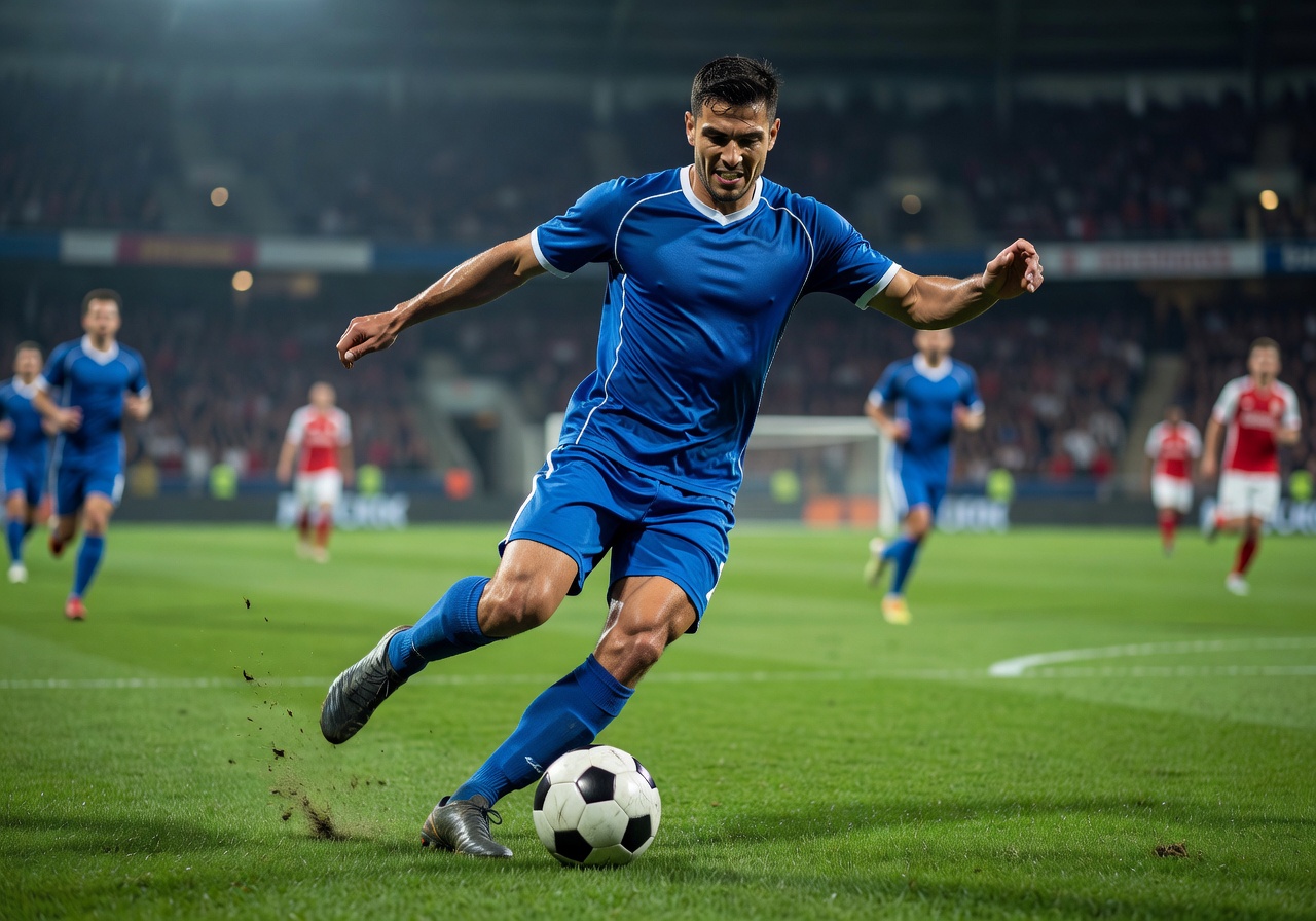Football player dribbling